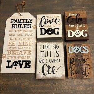 Decorative Dog-Themed Wooden Signs Set